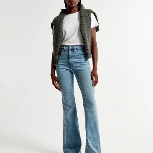 Abercrombie & Fitch Light Blue Ultra High Rise Flare Jeans - Picture 2 of 4